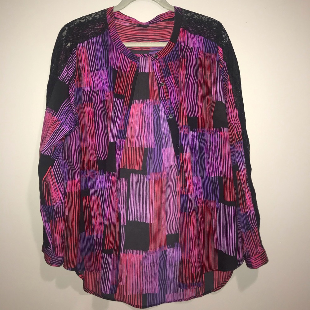button up purple and red